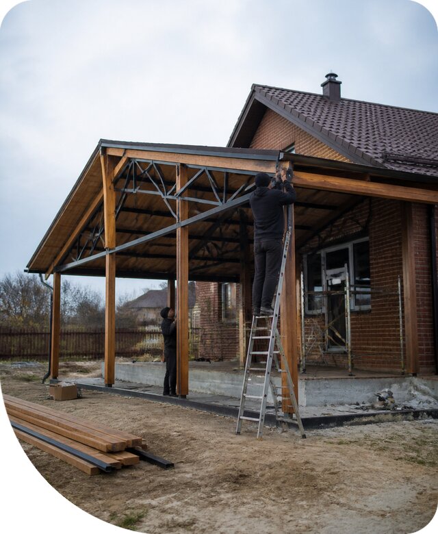 Пристройка навеса к дому и участку в Кинели под ключ